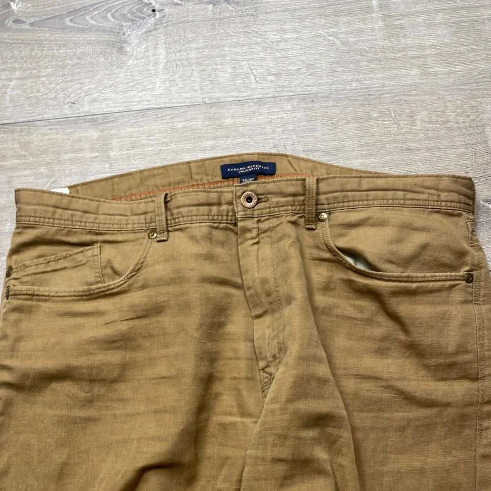 Banana Republic Pants Mens‎ 35x30 Brown Cotton Linen Straight Fit Casual Summer